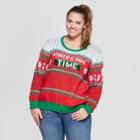 Women's Plus Size Wonderful Xmas Time/wine Reversible Christmas Ugly Sweater - Well Worn Black 2x,