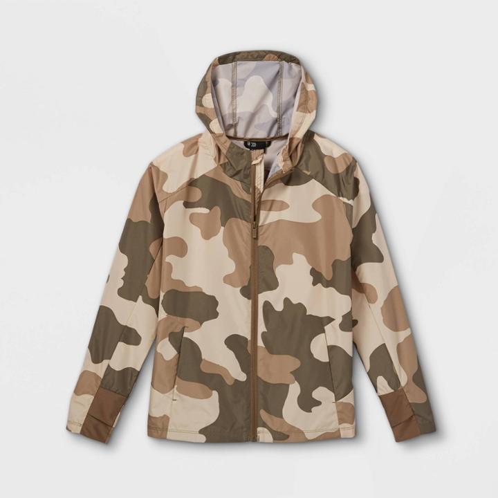 Boys' Camo Print Rain Jacket - All In Motion Beige