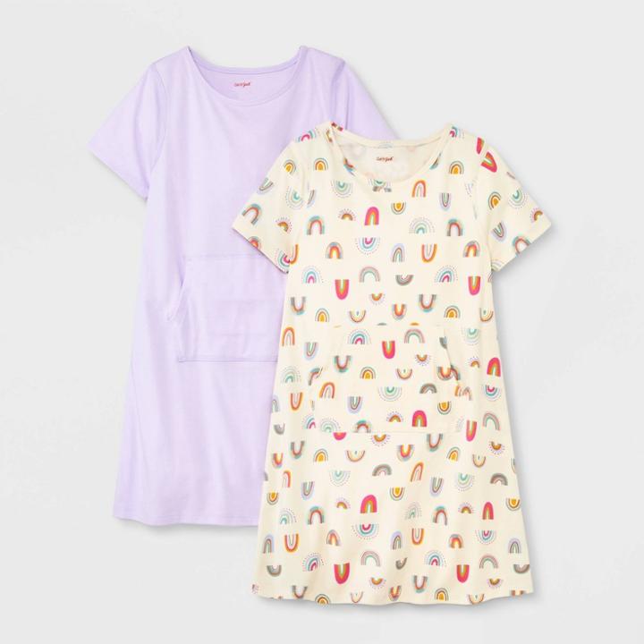 Girls' 2pk Adaptive Dress - Cat & Jack Lilac/sand Xs, Purple/brown