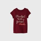 Toddler Girls' 'thankful' Short Sleeve T-shirt - Cat & Jack Burgundy