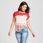 Women's Knit-to-woven T-shirt - Xhilaration (juniors') Cranberry