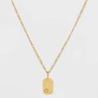 Gold Over Silver Plated Freshwater Pearl And Cubic Zirconia Tag Pendant Necklace - A New Day Gold