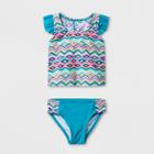 Malibu Dream Girl Girls' Frilled Sleeve Mosaic Tankini Set - 4,