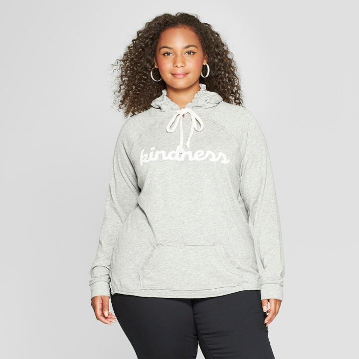 Women's Plus Size Kindness Graphic Hoodie - Grayson Threads (juniors') Heather Gray