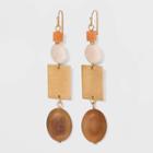Semi-precious With Worn Gold Drop Earrings - Universal Thread Red/brown/cream, Red/brown/ivory