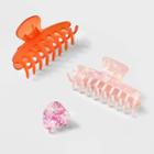Claw Hair Clip 3pc - A New Day Orange/pink