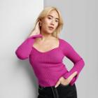 Women's Sweetheart Neck Fitted Pullover Sweater - Wild Fable Plum Purple