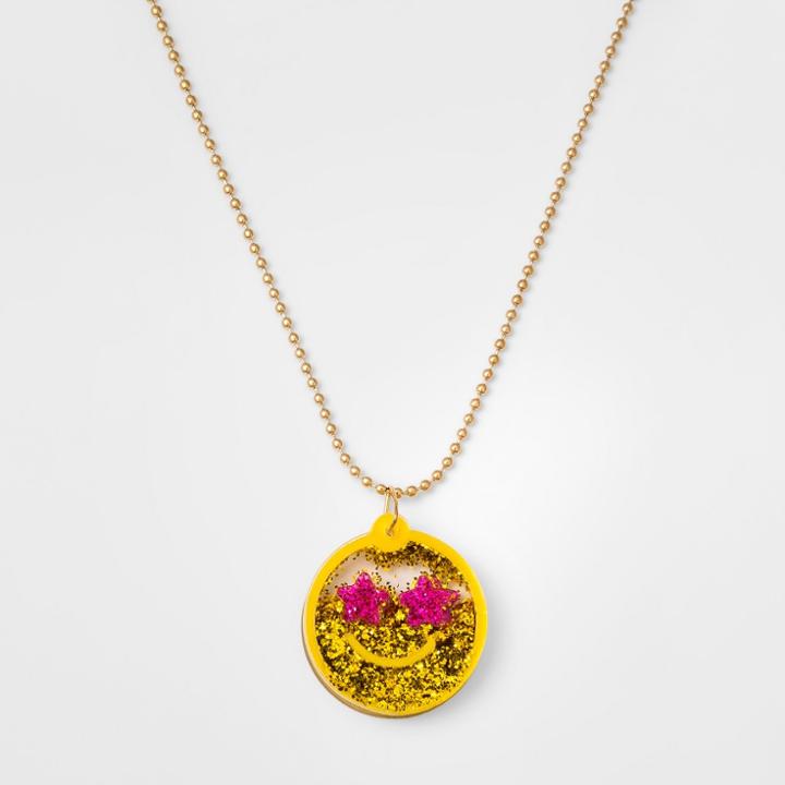 Girls' Smiley Pendant Necklace - Cat & Jack Yellow