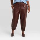 Women's Plus Size High-rise Ankle Length Jogger Pants - A New Day Burgundy