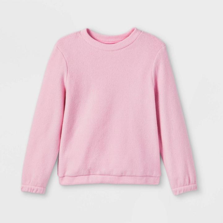 Girls' Crewneck Pullover Soft Fleece Sweatshirt - Cat & Jack Pink