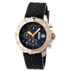 Men's Breed Socrates Full-function Chronograph Silicone Strap Watch-silver/orange,
