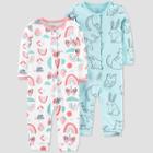 Baby Girls' 2pk Bunny Jumpsuits - Just One You Made By Carter's Blue Newborn, Girl's