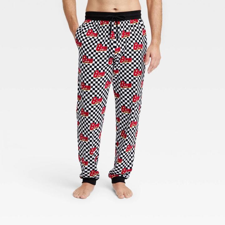 Men's David Bowie Checker Jogger Pajama Pants - White