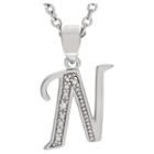 Journee Collection 1/10 Ct. T.w. Round-cut Diamond Letter Pave Set Pendant Necklace In Sterling Silver - Silver, N (18), Girl's, Silver