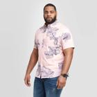 Men's Tall Standard Fit Floral Print Short Sleeve Poplin Button-down Shirt - Goodfellow & Co Pink
