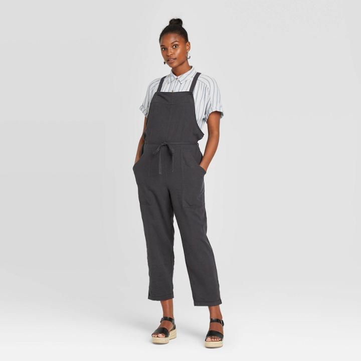Women's Sleeveless Square Neck Belted Overalls - Universal Thread Navy Xs, Women's, Blue