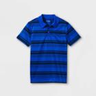 Boys' Striped Knit Polo Short Sleeve Shirt - Cat & Jack Black/blue