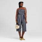 Women's Plus Size Striped Strapless Jumpsuit - Xhilaration Navy/cream X, Blue