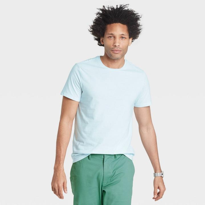 Men's Standard Fit Lyndale Crew Neck Short Sleeve Crew Neck T-shirt - Goodfellow & Co Aqua