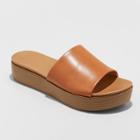 Women's Kenna Wood Flatform Slide Sandals - Universal Thread Cognac (red)