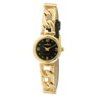 Target Women's Peugeot Half Leather Gold-tone Link Black Dial Watch - Black