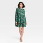 Women's Long Sleeve Babydoll Dress - Knox Rose Green Floral