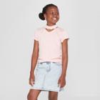 Girls' Short Sleeve Rib Neck T-shirt - Art Class Pink