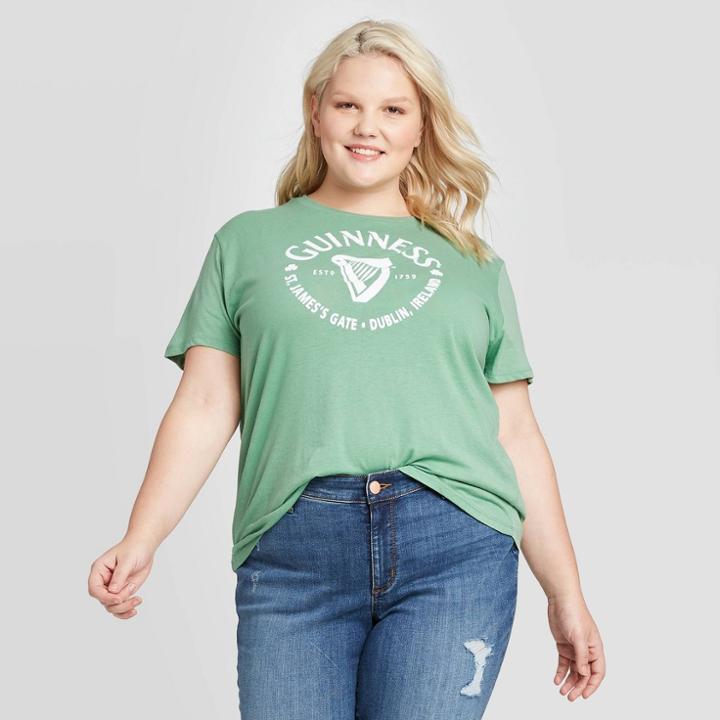 Women's Guinness Plus Size Short Sleeve T-shirt - Freeze (juniors') - Green 1x, Women's,