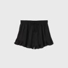 Women's Plus Size High-rise Drawstring Waist Ruffle Shorts - Wild Fable Black