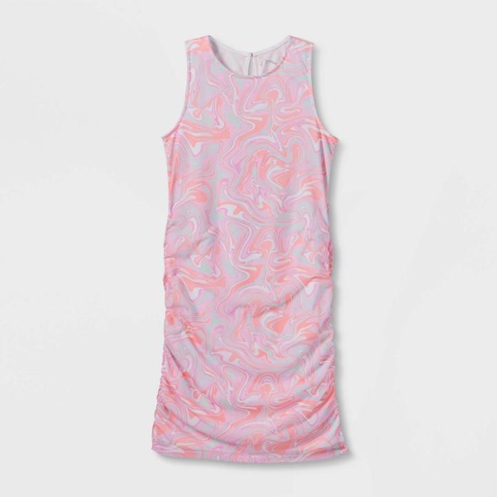 Girls' High Neck Mesh Dress - Art Class Pink/purple