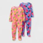 Baby Girls' 2pk Footed Tie-dye Strawberry Bee Pajama Jumpsuit - Just One You Made By Carter's Pink/yellow