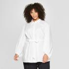 Women's Plus Size Long Sleeve Nouveau Button-up Tunic - Who What Wear White