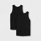 Women's Plus Size Slim Fit Ribbed 2pk Bundle Tank Top - A New Day Black/black
