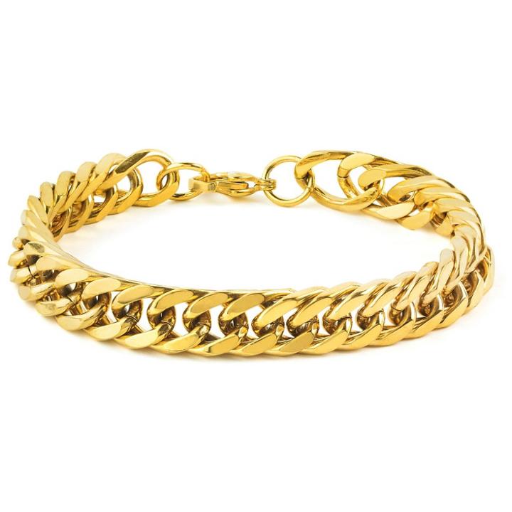Men's West Coast Jewelry Goldtone Stainless Steel 8-inch Curb Link Chain Bracelet, Gold
