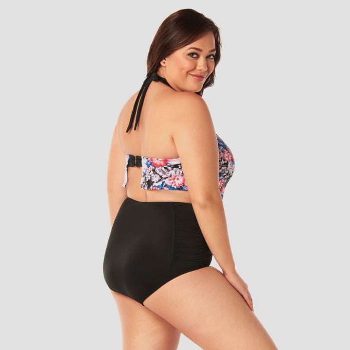 Women's Plus Size Floral Print Slimming Control Flounce Bikini Top - Beach Betty By Miracle Brands 2x,