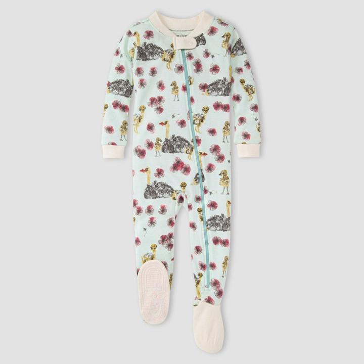 Burt's Bees Baby Baby Girls' Ostrich Oasis Organic Cotton Footed Pajama - White
