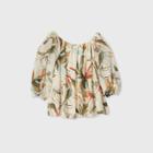 Women's Plus Size Floral Print Long Sleeve Chiffon Blouse - A New Day White