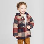Toddler Boys' Plaid Faux Wool Toggle Overcoat - Cat & Jack Maroon