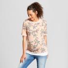 Maternity Floral Print Elbow Sleeve Sweatshirt - Macherie Peach L, Infant Girl's, Orange
