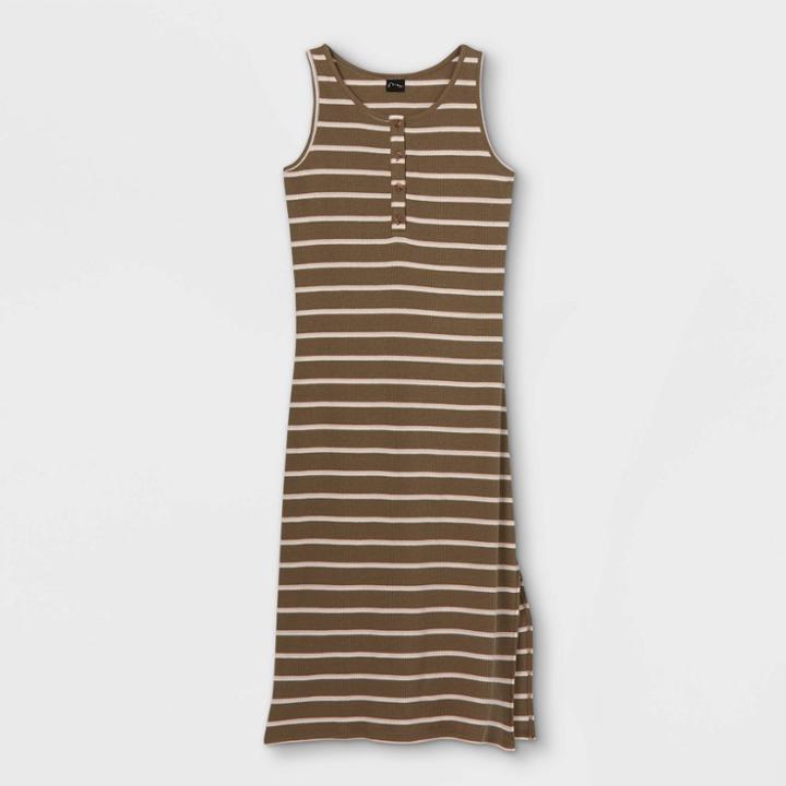 Girls' Rib-knit Midi Sleeveless Dress - Art Class Olive Green