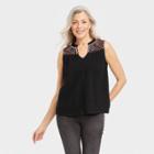 Women's Sleeveless Gauze Tank Top - Knox Rose Black