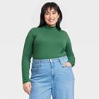 Women's Plus Size Turtleneck Bodysuit - A New Day Green