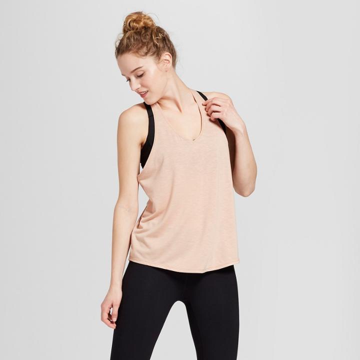 Women's V-neck Tank With Shine Strap - Joylab Walnut Beige