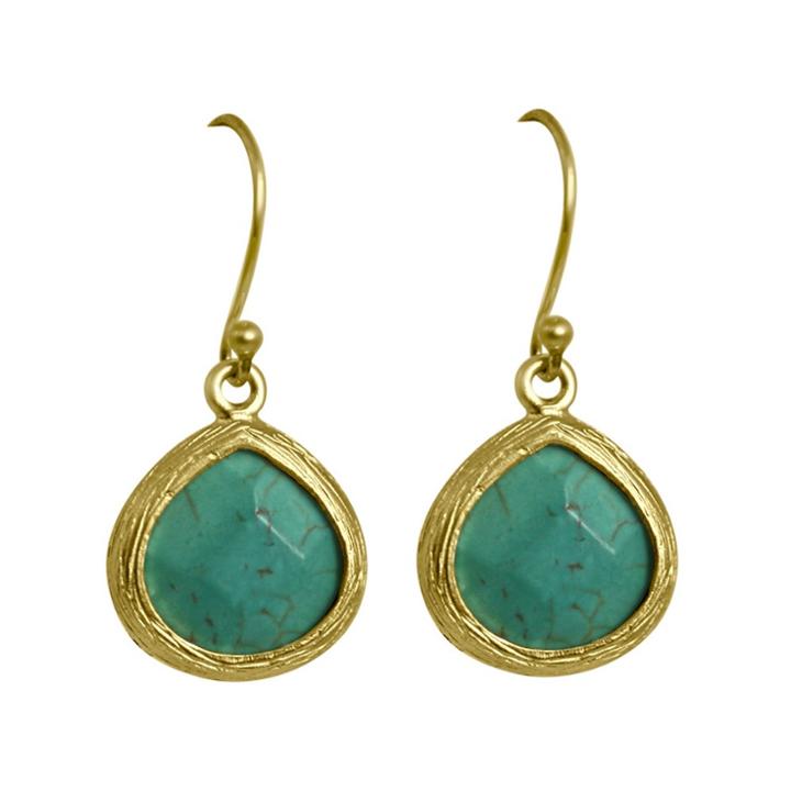 Zirconmania Zirconite Small Agate Pear Shape Drop Earring - Turquoise