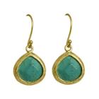 Zirconmania Zirconite Small Agate Pear Shape Drop Earring - Turquoise