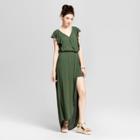 Women's Ruffle Walkthrough Maxi Romper - Xhilaration (juniors') Olive (green)