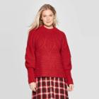 Women's Long Sleeve Crewneck Femme Pullover Sweater - Universal Thread Red