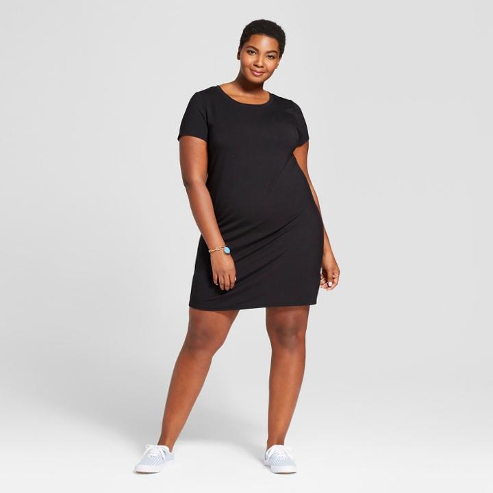 Women's Plus Size T-shirt Dress - Ava & Viv Black