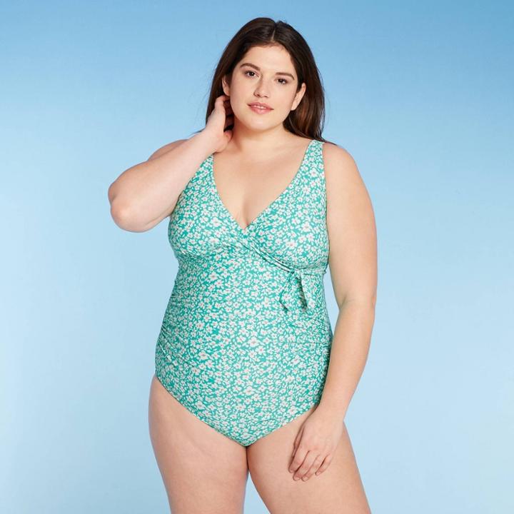 Women's Plus Size One Piece Swimsuit - Kona Sol Green Floral