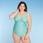 Women's Plus Size One Piece Swimsuit - Kona Sol Green Floral